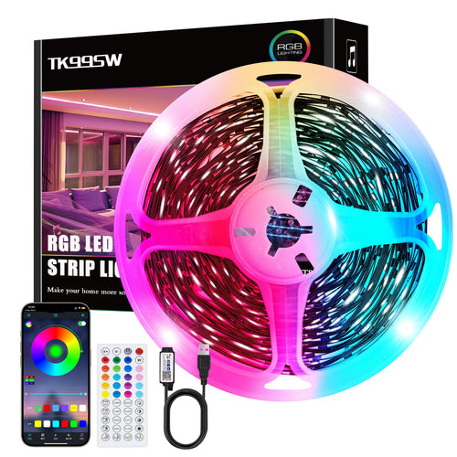 LED Strip 3m, USB RGB Streifen Mit App Fernbedienung, Music Sync Steuerbar Timer Einstellung, Band Selbstklebend Beleuchtung Lichter Verstellbare Helligkeiten Farbwechsel Für Tv/Schlafzimmer/Party