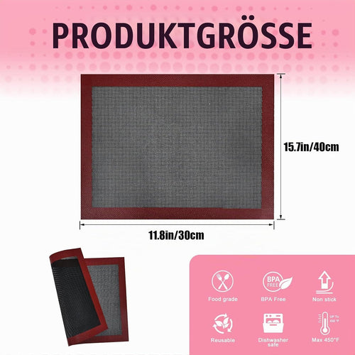 KitchenRaku Rechteckig Backmatte aus Silikon,Antihaftbeschichtung Silikon Backmatte Dauerbackfolie Wiederverwendbar Backfolie Silikonmatte BPA frei (Brillantes Schwarze 1PCS, 30x40cm)