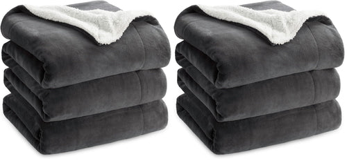 BEDSURE Sherpa Kuscheldecke Flauschig 150x200 - Sofadecke, Grau