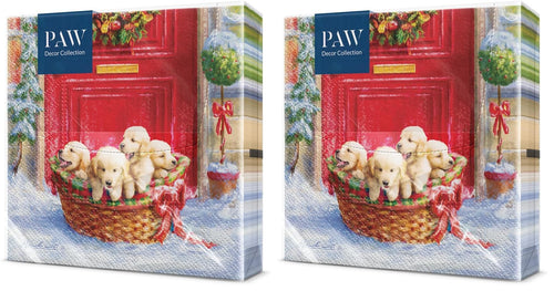 PAW Servietten 33 x 33 cm, 20 Stück - Weihnachtsschneeflocken Hellrot