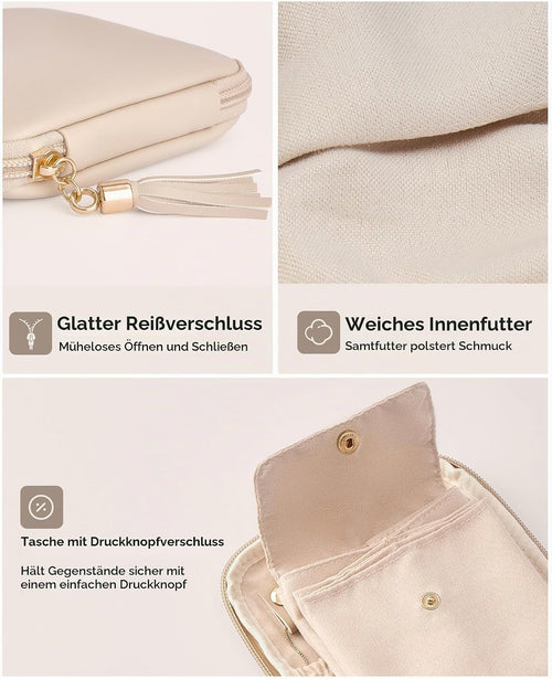 Lolalet Reise Schmuckkästchen Schmucktasche Schmuckaufbewahrung mit Fächern