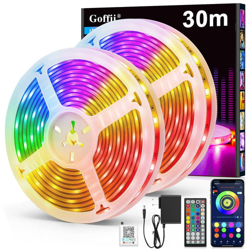 LED Strip 10m, LED Streifen Bluetooth RGB Led Band Selbstklebend mit Fernbedienung und APP. Musik Sync, Timer-Einstellung Dimmbar Led Stripes Lichterkette für Zimmer Partei deko