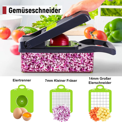 16 In 1 Gemüseschneider, Gemüsehobel mit 7 austauschbaren Klingen