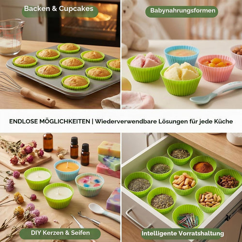 12 Stück Muffinform Silikon Muffinförmchen Silikonformen Muffin Backform