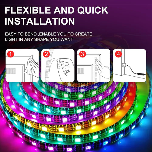 LED Strip 3m, USB RGB Streifen Mit App Fernbedienung, Music Sync Steuerbar Timer Einstellung, Band Selbstklebend Beleuchtung Lichter Verstellbare Helligkeiten Farbwechsel Für Tv/Schlafzimmer/Party