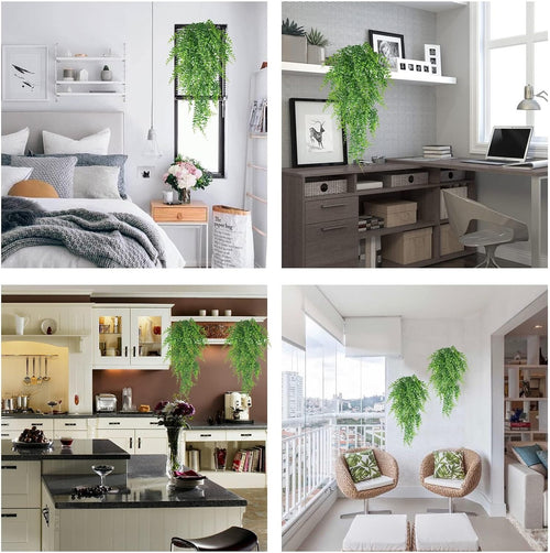 Huryfox Künstliche Pflanzen Hängend Farn Ranken - Kunststoff Ivy Blätter Dekoration für Innen und Außenbereiche, Künstliche Blattpflanzen Deko für Wohnzimmer, Küche, Balkon, Garten, Schlafzimmer