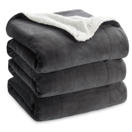 BEDSURE Sherpa Kuscheldecke Flauschig 150x200 - Sofadecke, Grau