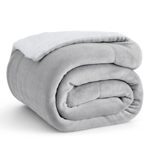 BEDSURE Sherpa Kuscheldecke Flauschig 150x200 - Sofadecke, Grau