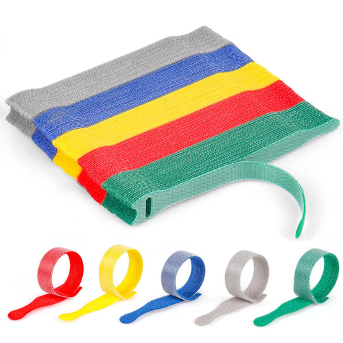 Klettband 100pcs wiederverwendbare Klettkabelbinder in 4 verschiedenen Längen 200mm/150mm/120mm/100mm Klett Kabelbinder Klettbinder Klettverschluss für Home Office Büro