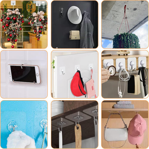 25 Stück Haken Selbstklebend, Klebehaken Transparent, Klebehaken Extra Stark Haken ohne Bohren, Selbstklebende Haken für Küche Badezimmer Wand & Decke Aufhänger, Max 10kg