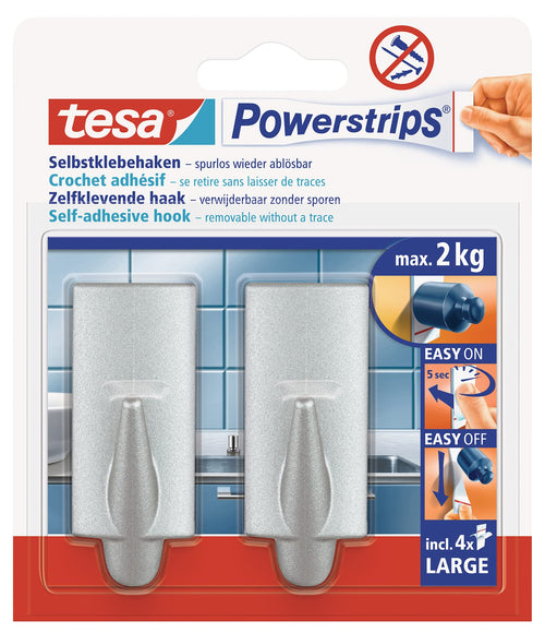 tesa Powerstrips Haken Large TREND - Weiß - 2 kg Halteleistung