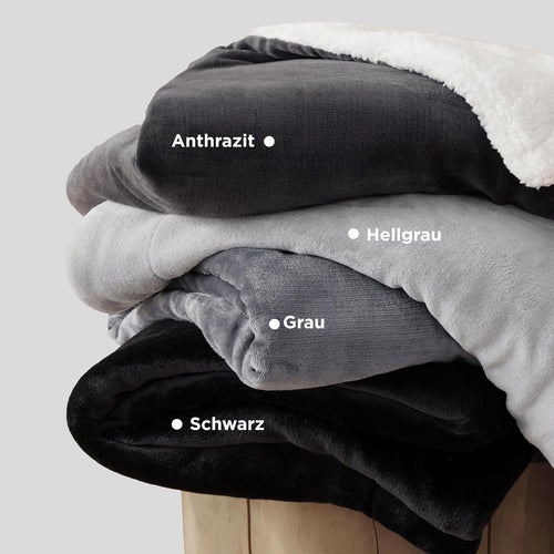 BEDSURE Sherpa Kuscheldecke Flauschig 150x200 - Sofadecke, Grau