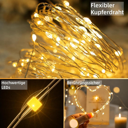 2 Stück Led Lichterkette mit USB, Wasserdicht, 5M 50er Micro Silver LED