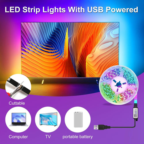 LED Strip 3m, USB RGB Streifen Mit App Fernbedienung, Music Sync Steuerbar Timer Einstellung, Band Selbstklebend Beleuchtung Lichter Verstellbare Helligkeiten Farbwechsel Für Tv/Schlafzimmer/Party