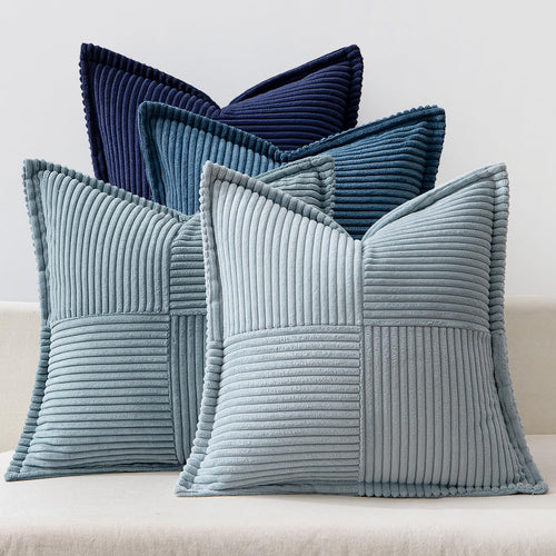 MIULEE 4er Set Kissenbezug 40×40cm Kordsamt Biese Patchwork Grüne Serie