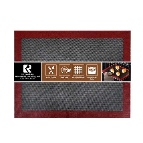 KitchenRaku Rechteckig Backmatte aus Silikon,Antihaftbeschichtung Silikon Backmatte Dauerbackfolie Wiederverwendbar Backfolie Silikonmatte BPA frei (Brillantes Schwarze 1PCS, 30x40cm)