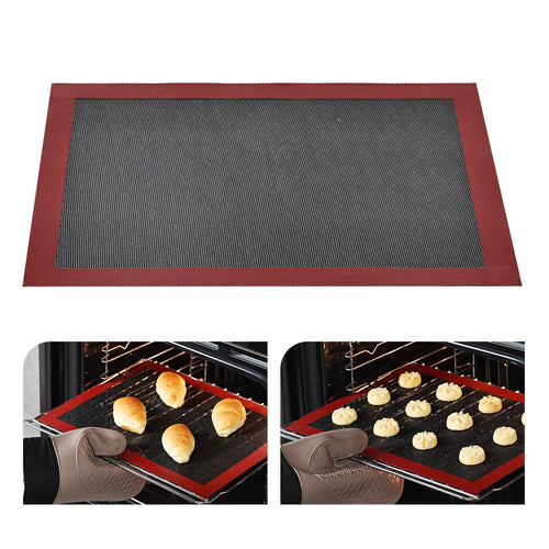 KitchenRaku Rechteckig Backmatte aus Silikon,Antihaftbeschichtung Silikon Backmatte Dauerbackfolie Wiederverwendbar Backfolie Silikonmatte BPA frei (Brillantes Schwarze 1PCS, 30x40cm)
