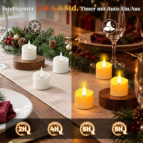 daphomeu Wiederaufladbare LED Teelichter mit Timerfunktion 6 Stück