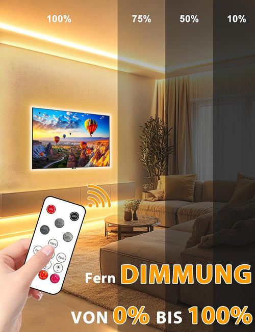 Lamomo COB LED Streifen, Warmweiss Dimmbar Leiste mit Fernbedienung, 5m 24V