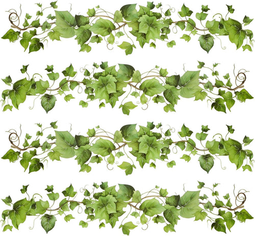 4 Stück Wandsticker Grüne Ranken Wandtattoo Pflanzen Efeu Modern Wand Sticker Wohnzimmer Selbstklebend Wandaufkleber Gräser Blätter Rebe Grün Dekoration Für Schlafzimmer Klassenzimmer Küche Wanddeko