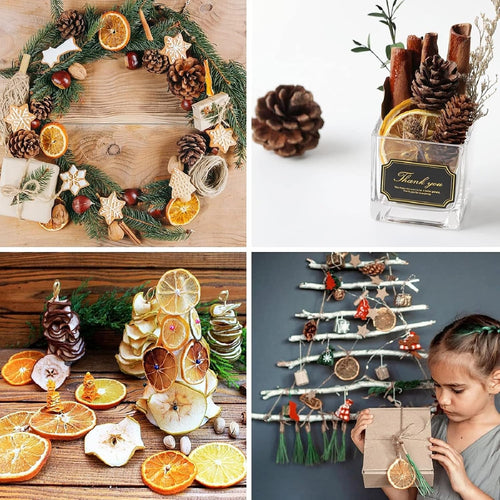 52 StüCk Weihnachtsdeko Adventskranz Deko Set,Weihnachten Bastelset Kreative, Weihnachtspotpourri Natur Dekoration Mit Orangenscheiben,Zimtschnecken,Ölkiefer, Eicheln, Sternanis, Zitronenscheiben