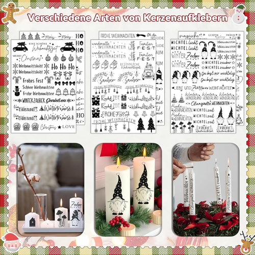 Kerzentattoos Weihnachten & Advent – Kerzen Sticker Set für DIY Deko