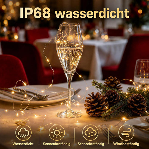 2 Stück Led Lichterkette mit USB, Wasserdicht, 5M 50er Micro Silver LED
