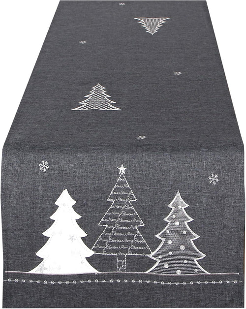 Tischläufer WINTERWALD grau, 40x140 cm, Moderne Tischdecke zu Weihnachten
