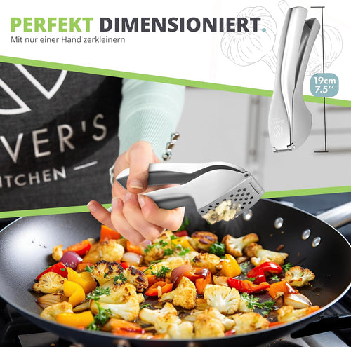 Oliver's Kitchen Knoblauchpresse + Schäler & Bürste - Leicht zu Reinigen