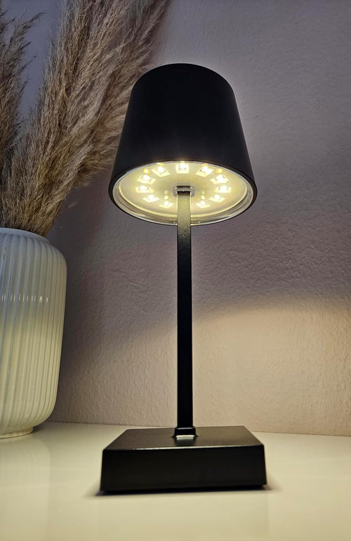 Meinposten Tischleuchte Touch dimmbar LED Lampe schwarz kabellos Höhe 26 cm