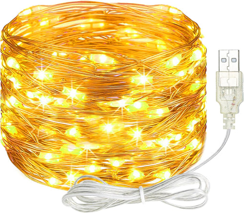 litogo Led Lichterkette mit USB, 5M 50 LED Lichterkette Innen mit Stecker, Wasserdicht Micro Lichterketten Außen für Party, Garten, Hochzeit, Weihnachten, Zimmer Deko, Warmweiß