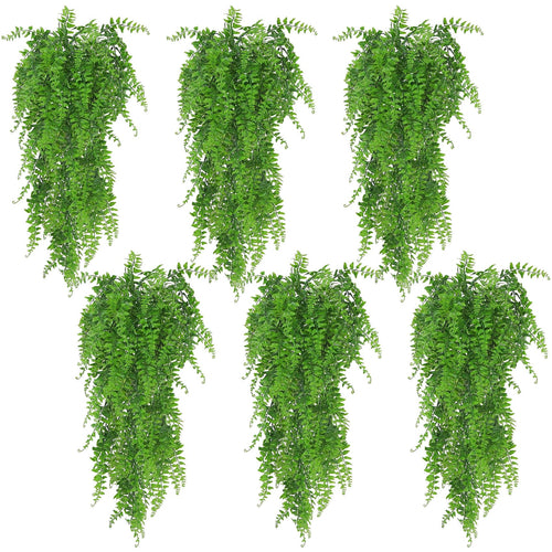 Huryfox Künstliche Pflanzen Hängend Farn Ranken - Kunststoff Ivy Blätter Dekoration für Innen und Außenbereiche, Künstliche Blattpflanzen Deko für Wohnzimmer, Küche, Balkon, Garten, Schlafzimmer