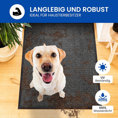 Gentle North Hochwertige Fußmatte grau schwarz 40x60cm groß für Innen & Außen - Schmutzfangmatte rutschfest, waschbar & wetterfest - für Eingangsbereich & Aussenbereich - Läufer Flur dünn