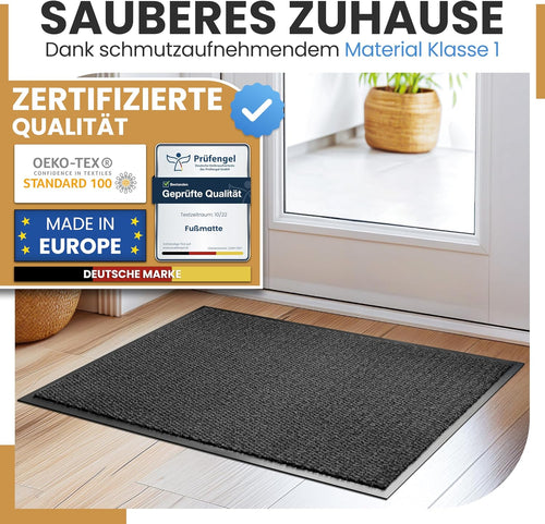 Bodenständig® Saubere Schuhe Dank saugstarkem Stoff (robust) perfekte Größe Anthrazit in 40x60cm - Fußmatte innen, Fussmatte innen - Schmutzfangmatte für innen Türmatte