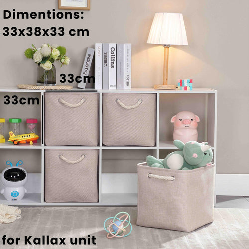Mangata Stoff Aufbewahrungsbox 33x33x33 cm Faltbar Helles Khaki Weiß 1er Pack