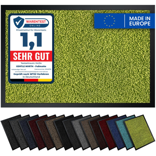 Gentle North Hochwertige Fußmatte grau schwarz 40x60cm groß für Innen & Außen - Schmutzfangmatte rutschfest, waschbar & wetterfest - für Eingangsbereich & Aussenbereich - Läufer Flur dünn