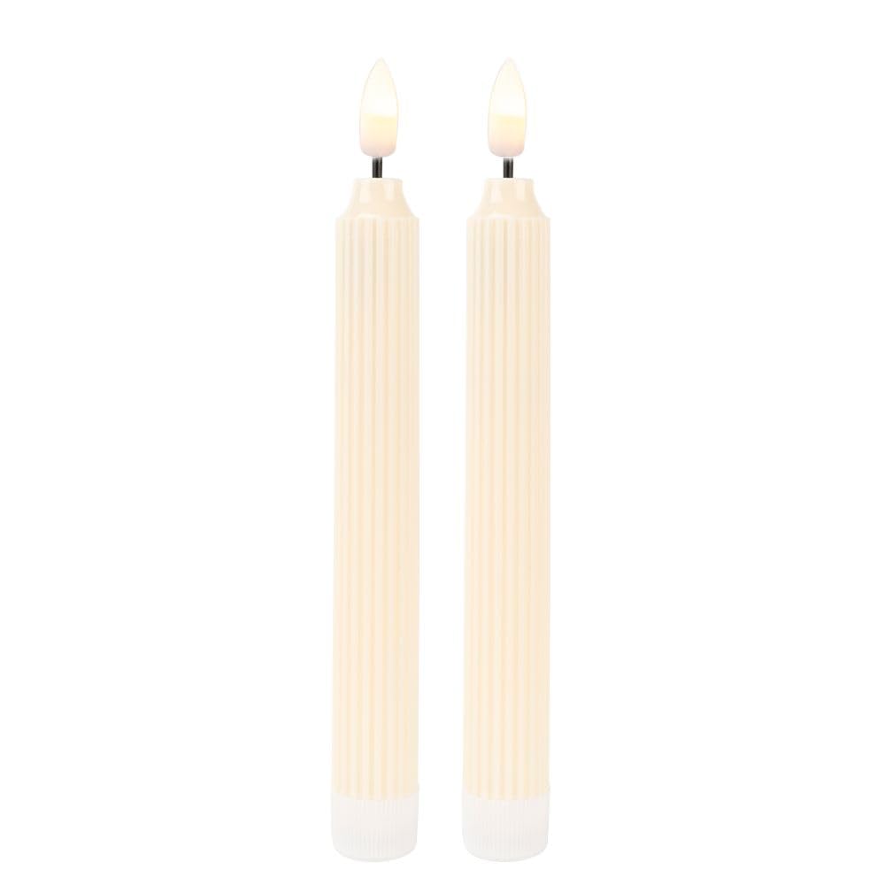 Ideen mit Herz LED-Stabkerzen | 2 Stück | künstliche Deko-Kerzen im Retro-Design | warmweiß | mit realistischem Flacker-Effekt und Timer-Funktion | batteriebetrieben (creme)