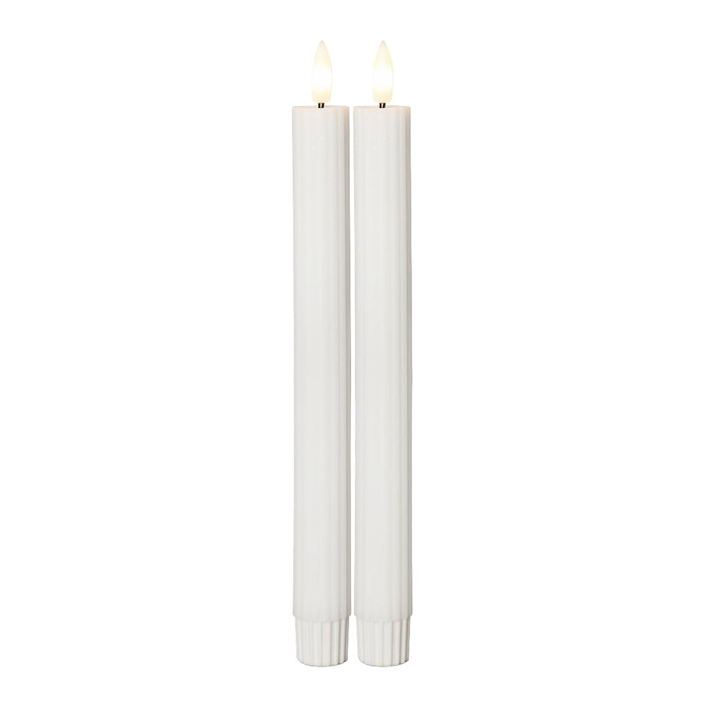 Star 2er Set LED Stabkerzen 25cm, Echtwachs, Flackerflamme & Timer