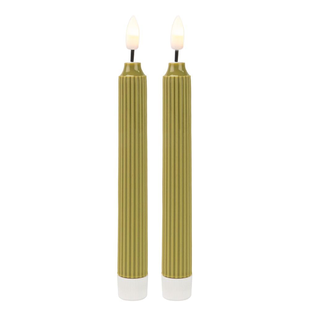 Ideen mit Herz LED-Stabkerzen | 2 Stück | künstliche Deko-Kerzen im Retro-Design | warmweiß | mit realistischem Flacker-Effekt und Timer-Funktion | batteriebetrieben (creme)