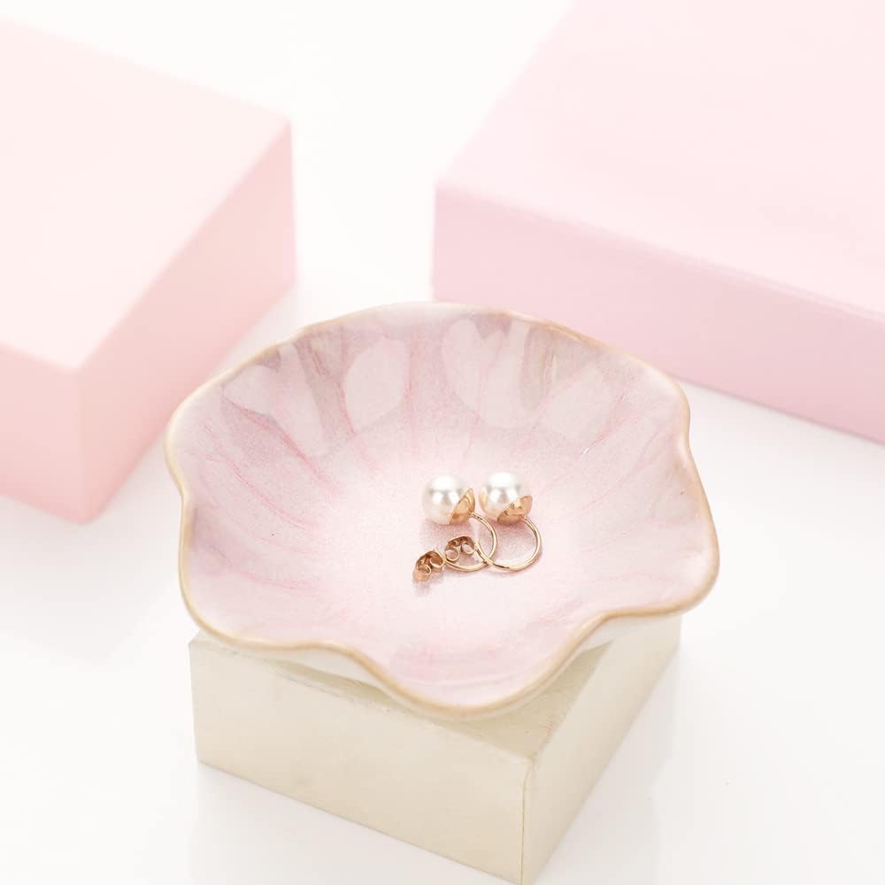 Binoster Keramik Schmuckschale,zimmer deko aesthetic room decor,Schlüsselablage,kleiner Ringhalter,Schmuckteller,Schmucktablett,Auffangschale,dekoration aesthetic,Nachttisch-Dekoration (Rosa)