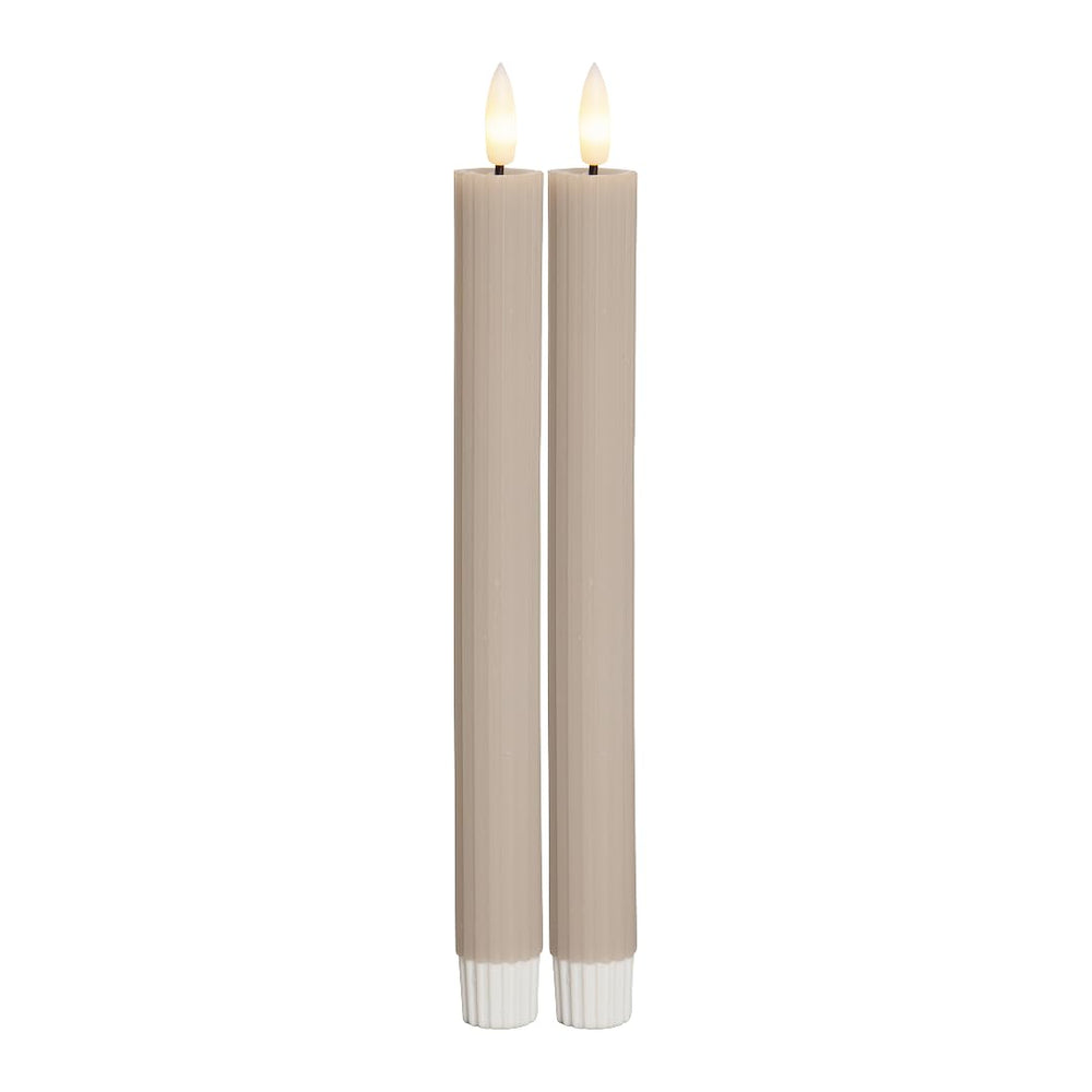 Star 2er Set LED Stabkerzen 25cm, Echtwachs, Flackerflamme & Timer