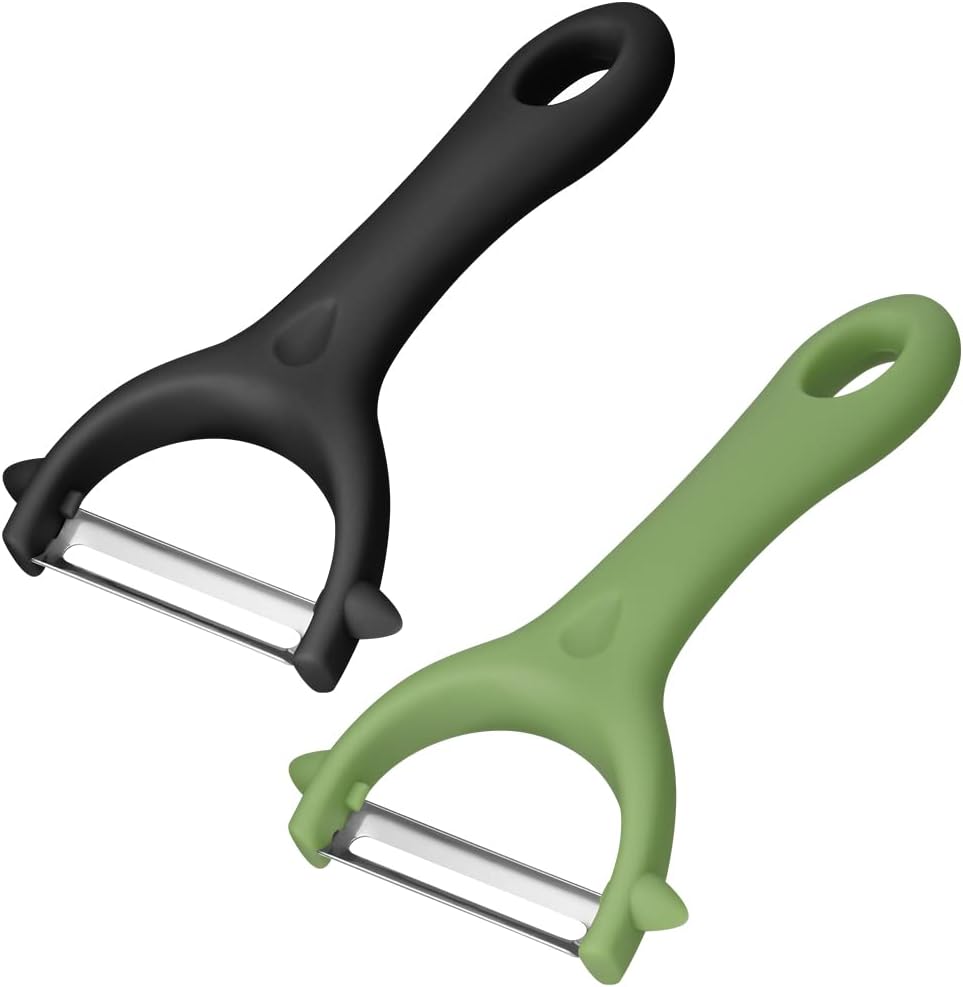 AUAUY 2PCS Universalschäler Sparschäler, Edelstahl, Y-Förmig, Schwarz&Grün