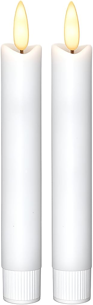 LED Stabkerzen Echtwachs mit Timer, 15 cm, 2er Set