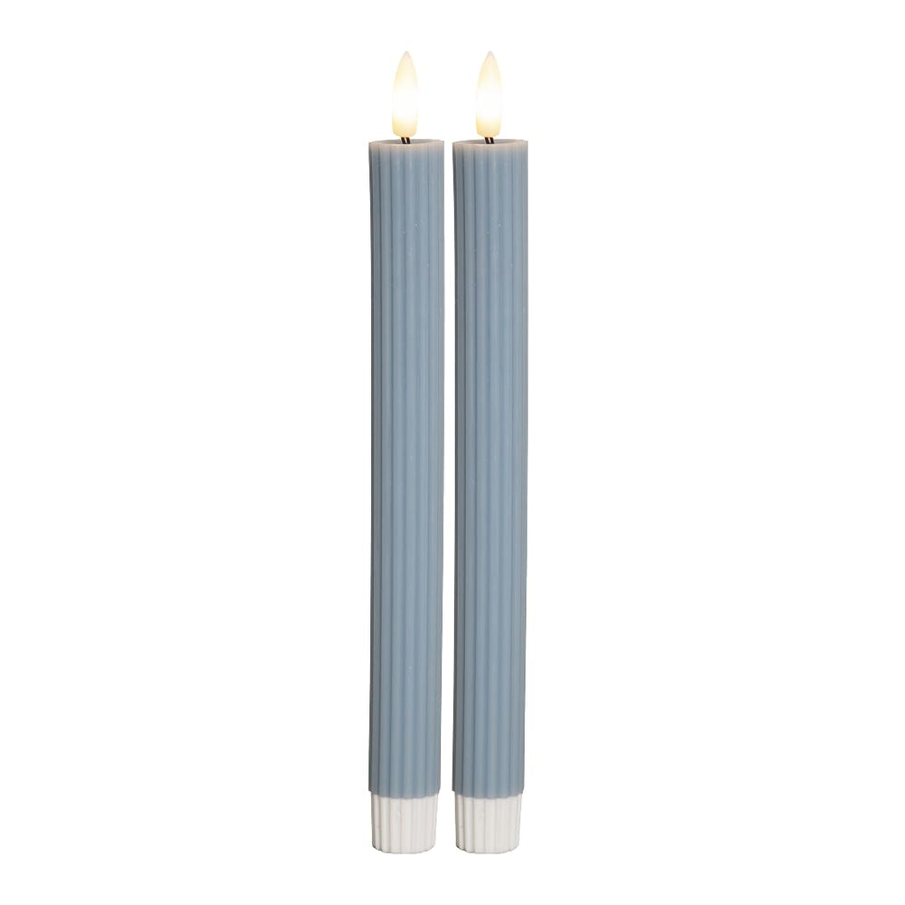 Star 2er Set LED Stabkerzen 25cm, Echtwachs, Flackerflamme & Timer