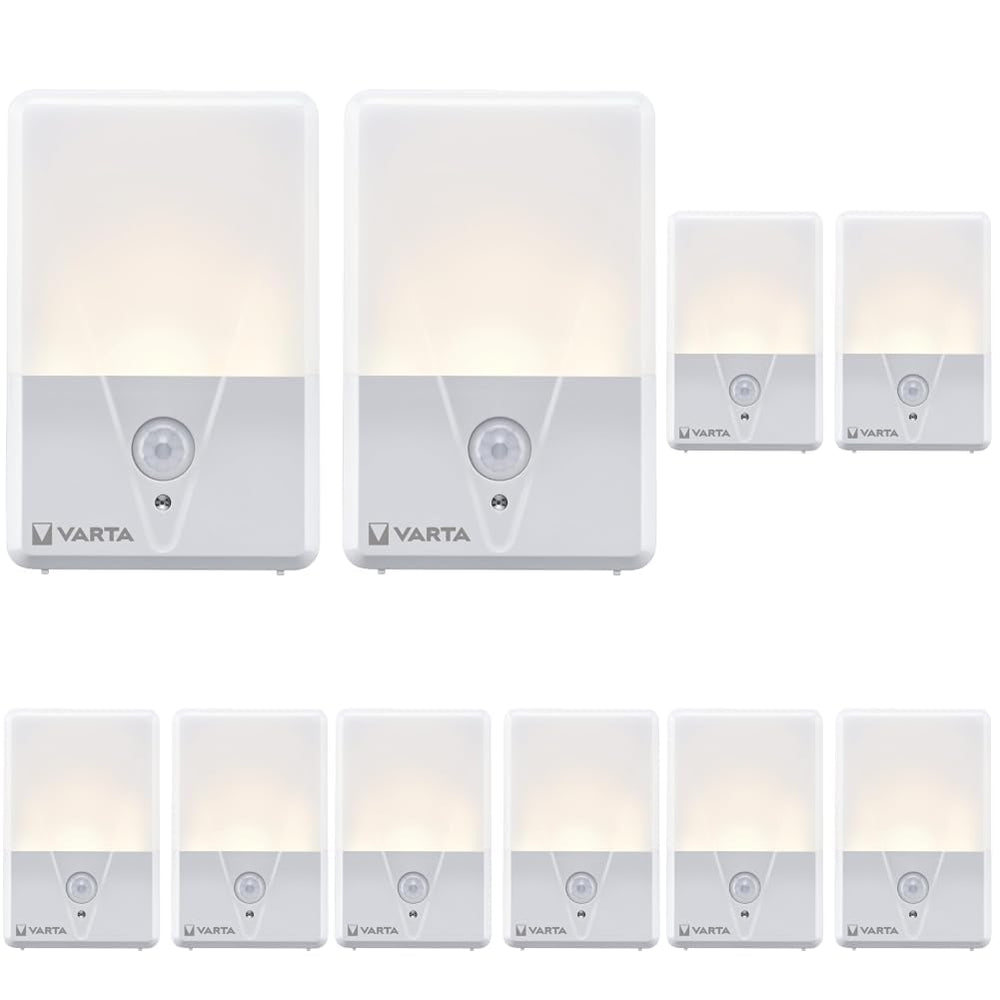 VARTA Nachtlicht mit Bewegungssensor LED inkl. 3x AAA Batterien, Motion Sensor Night Light, einfache Installation: Schraube, Magnet oder 3M-Klebeband, automatische Abschaltung