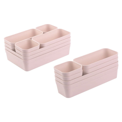 Gariella 1x Schubladen-Organizer Set Aufbewahrungs-Box Einteiler Trenn-System verstellbar Utensilien Stauraum Wohn-Badezimmer Kunststoff anthrazit