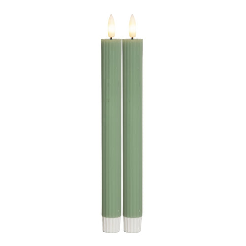 Star 2er Set LED Stabkerzen 25cm, Echtwachs, Flackerflamme & Timer