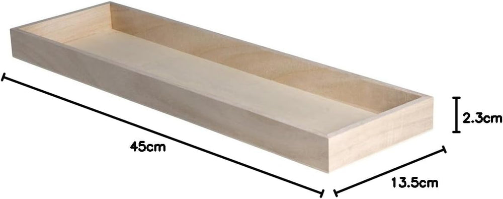Rayher 62689000 Holz-Tablett zum Dekorieren, 45 x 13,5 cm, Randhöhe 2,3 cm, Bodenstärke ca. 2 - 3 mm, Holzschale rechteckig, Beige