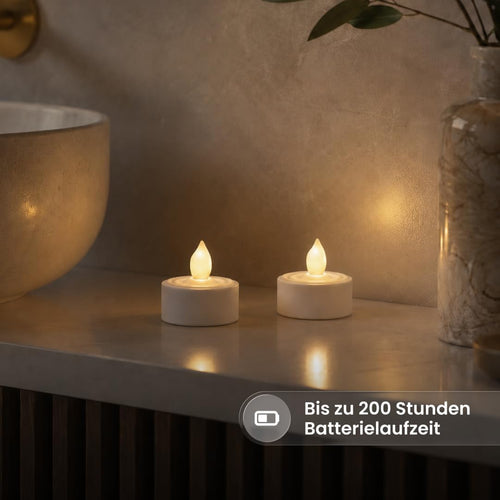 Star LED-Teelicht "T-Light", 2 Stück, flackernd inklusive Batterien, Timer Blisterpackung, 2,9 x 3,6 x 3,6 cm, weiß 068-05