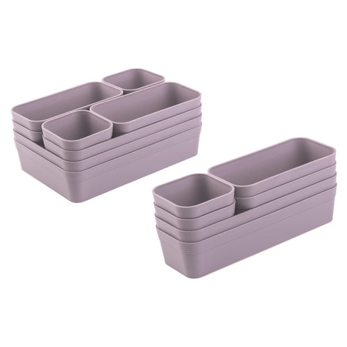 Gariella 1x Schubladen-Organizer Set Aufbewahrungs-Box Einteiler Trenn-System verstellbar Utensilien Stauraum Wohn-Badezimmer Kunststoff anthrazit